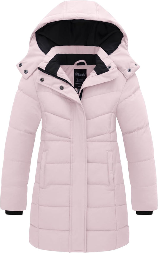 Girl'S Puffer Jacket Warm Insulated Winter Coat Lightweight Water-Resistant Padded Parka with Hood